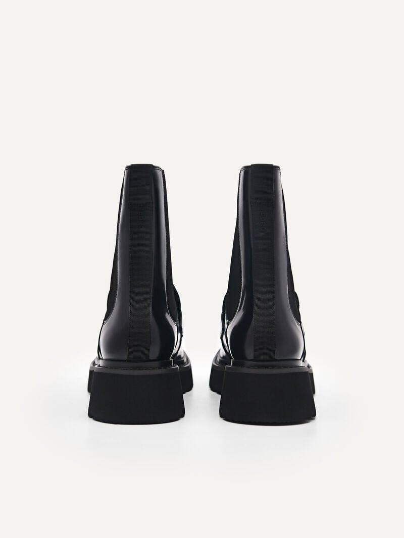 Pedro Leather Platform Boots Women Chelsea Boots Black | Q9Q-1347
