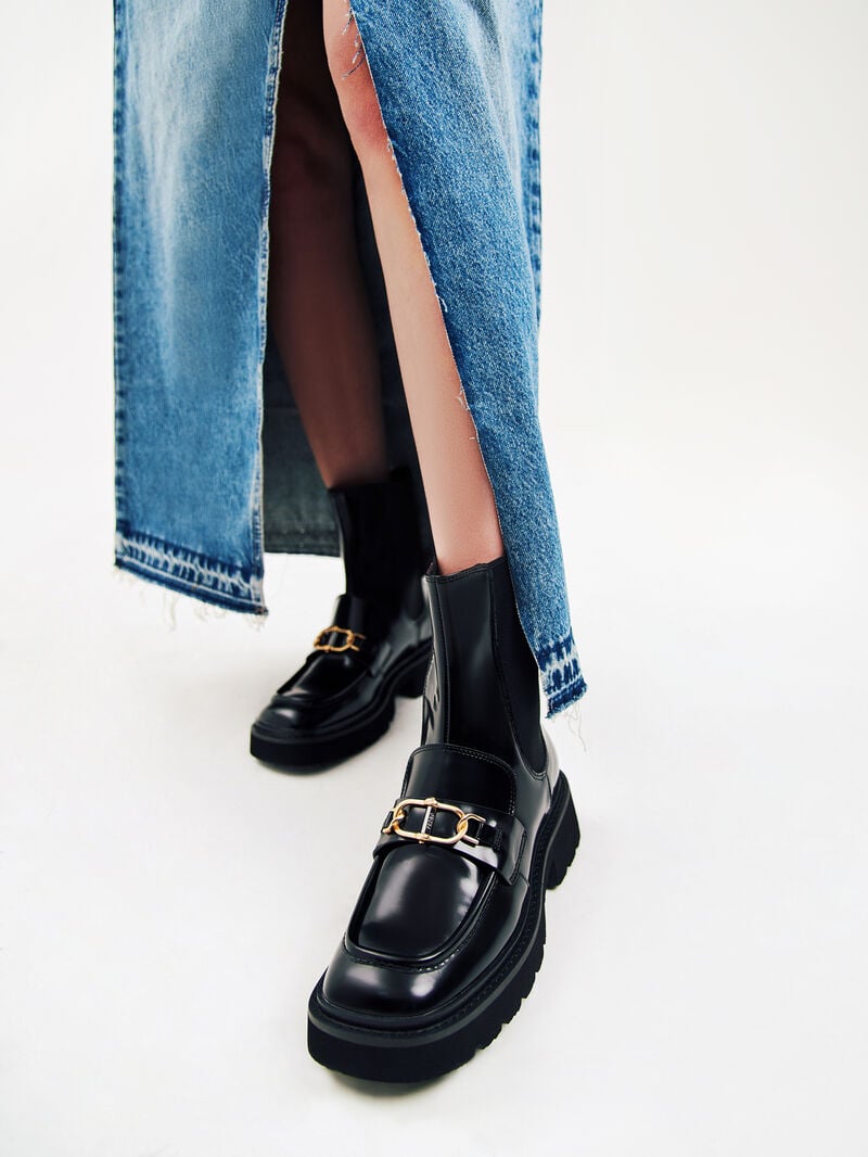 Pedro Leather Platform Boots Women Chelsea Boots Black | Q9Q-1347