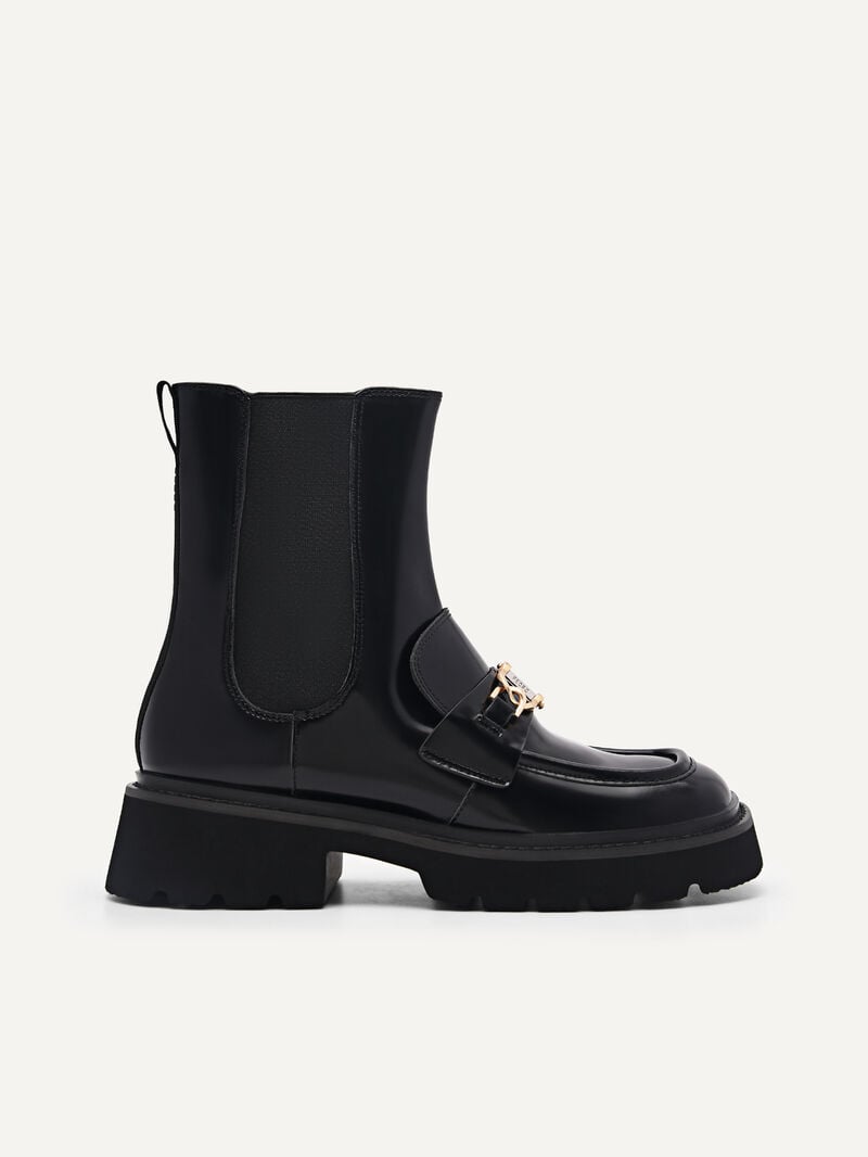 Pedro Leather Platform Boots Women Chelsea Boots Black | Q9Q-1347