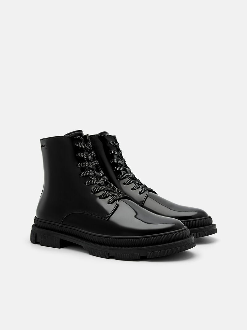 Pedro Leather Side-Zip Boots Men Boots Black | Q9Q-1716