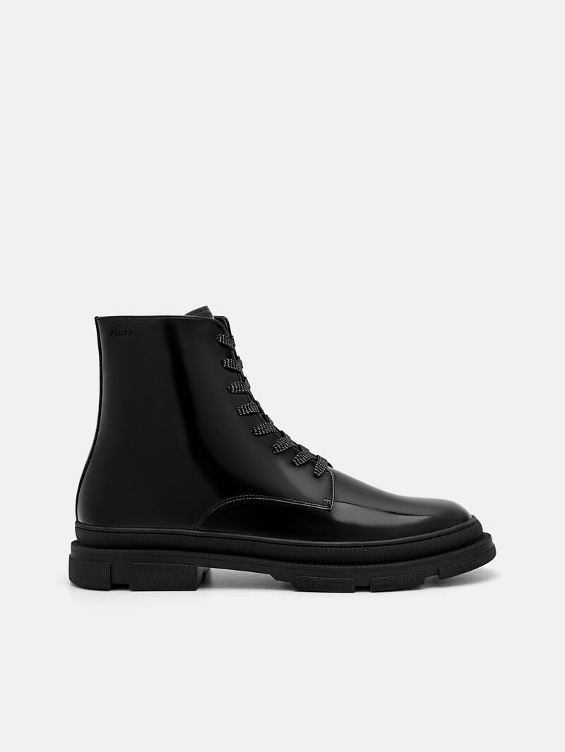 Pedro Leather Side-Zip Boots Men Boots Black | Q9Q-1716