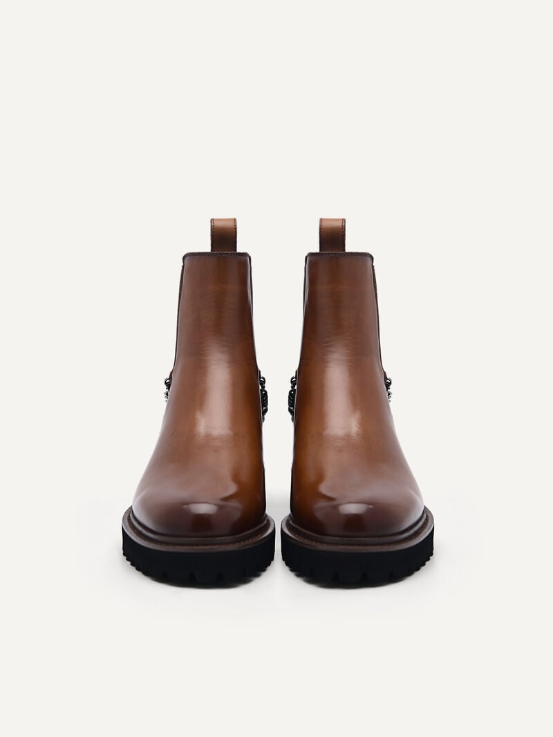 Pedro Leather Sistrah Boots Women Low Heels Dark Brown | Q9Q-1443