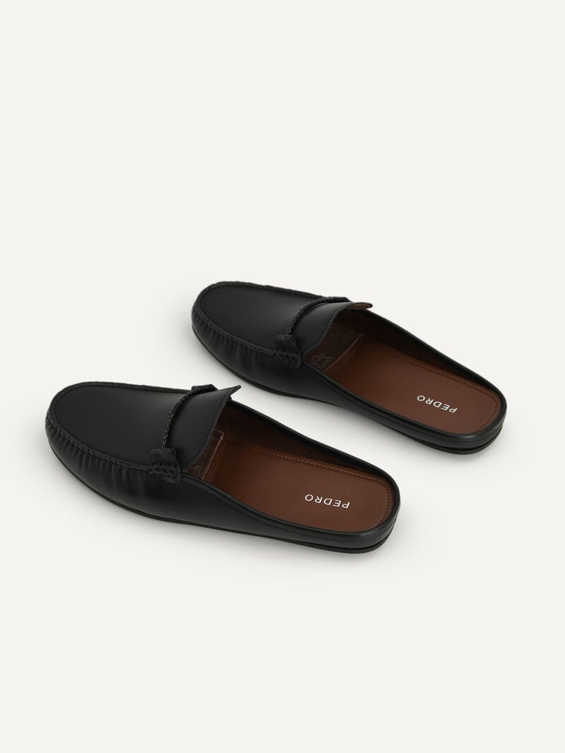 Pedro Leather Slip-On Men Moccasins Black | Q9Q-1715