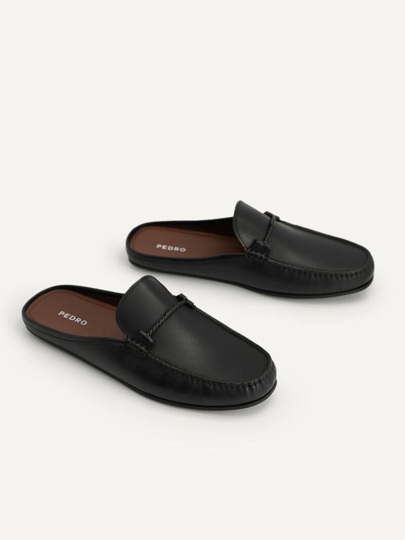 Pedro Leather Slip-On Men Moccasins Black | Q9Q-1715