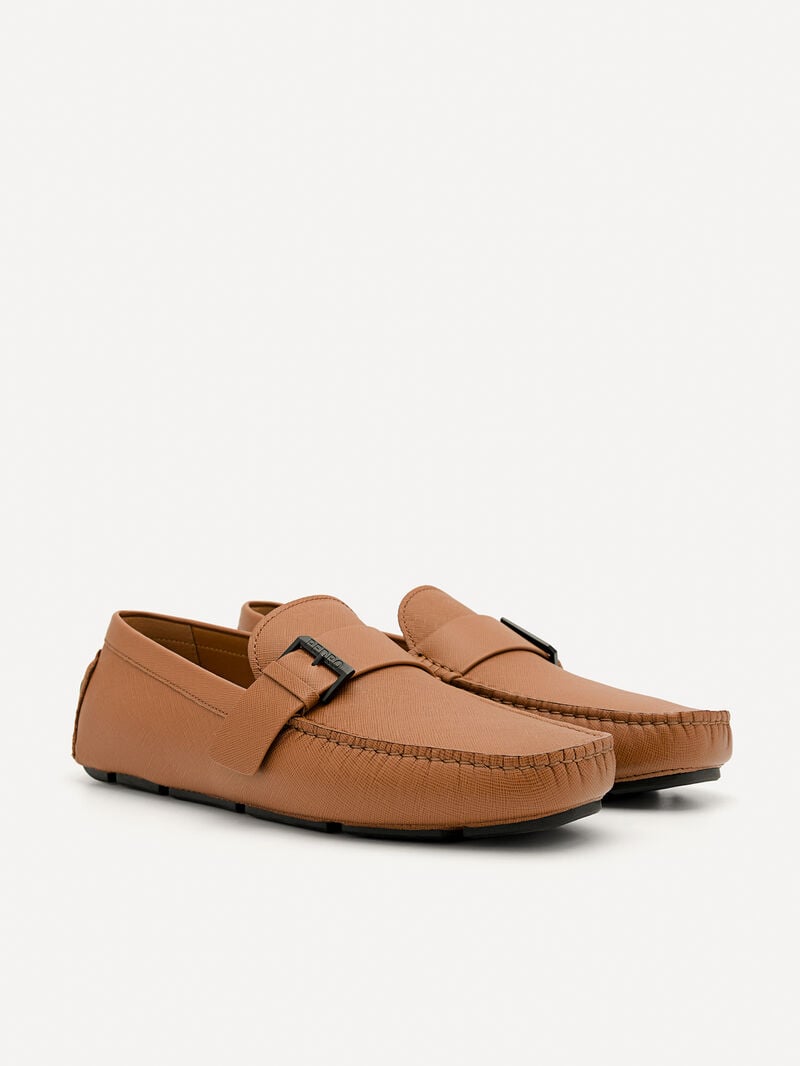 Pedro Leather Strap Men Moccasins Brown | Q9Q-1713