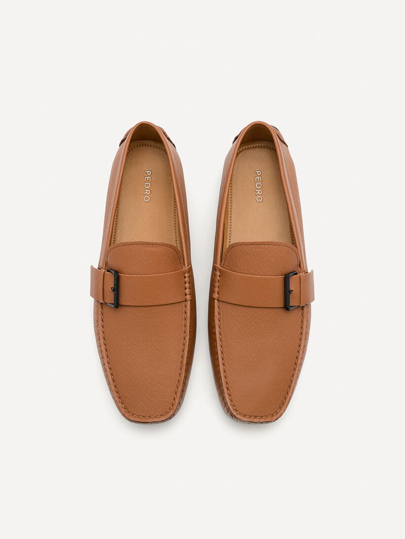 Pedro Leather Strap Men Moccasins Brown | Q9Q-1713