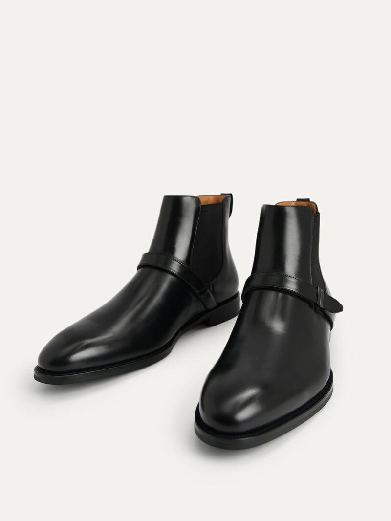 Pedro Leather Strapped Boots Men Boots Black | Q9Q-1711