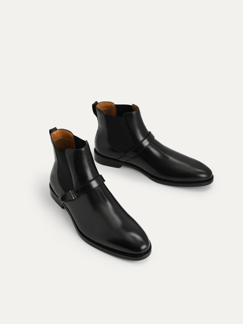 Pedro Leather Strapped Boots Men Boots Black | Q9Q-1711