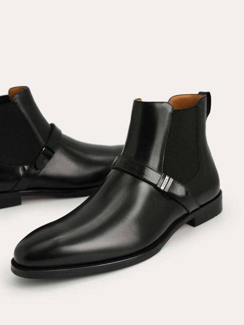 Pedro Leather Strapped Boots Men Boots Black | Q9Q-1711