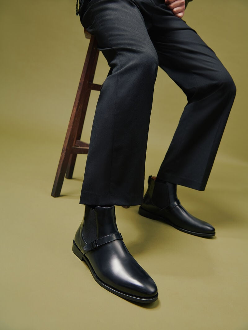 Pedro Leather Strapped Boots Men Boots Black | Q9Q-1711