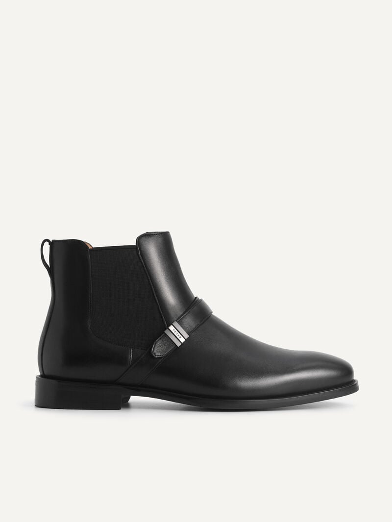 Pedro Leather Strapped Boots Men Boots Black | Q9Q-1711