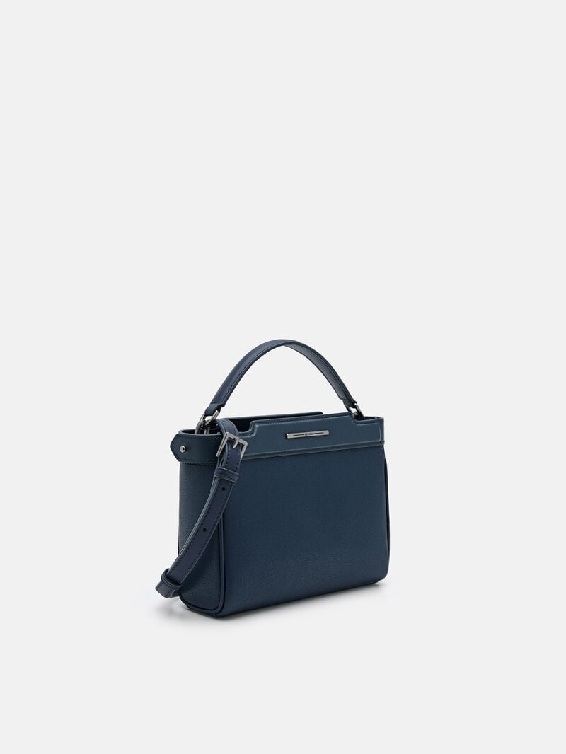 Pedro Leather Structured Bags Men Sling Bags Navy | Q9Q-1198