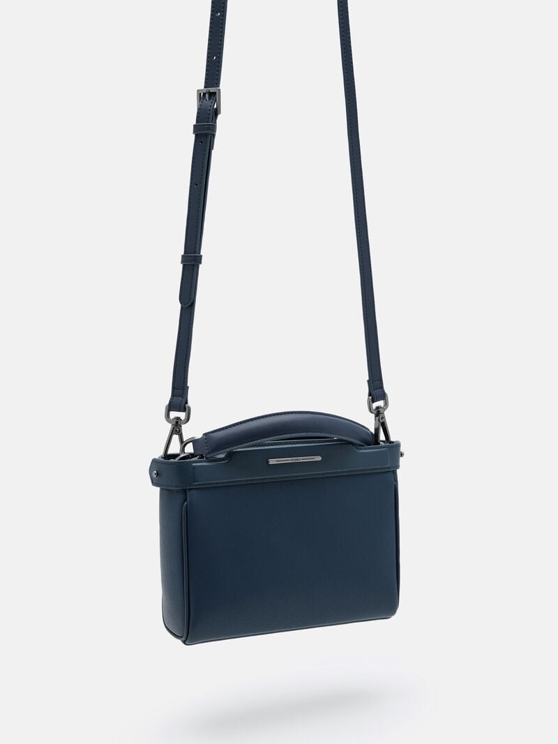 Pedro Leather Structured Bags Men Sling Bags Navy | Q9Q-1198
