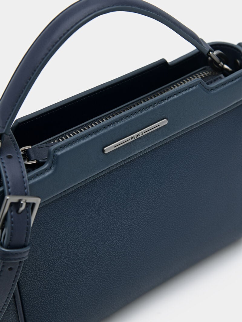 Pedro Leather Structured Bags Men Sling Bags Navy | Q9Q-1198