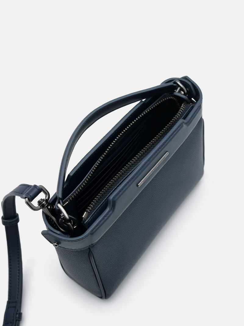 Pedro Leather Structured Bags Men Sling Bags Navy | Q9Q-1198