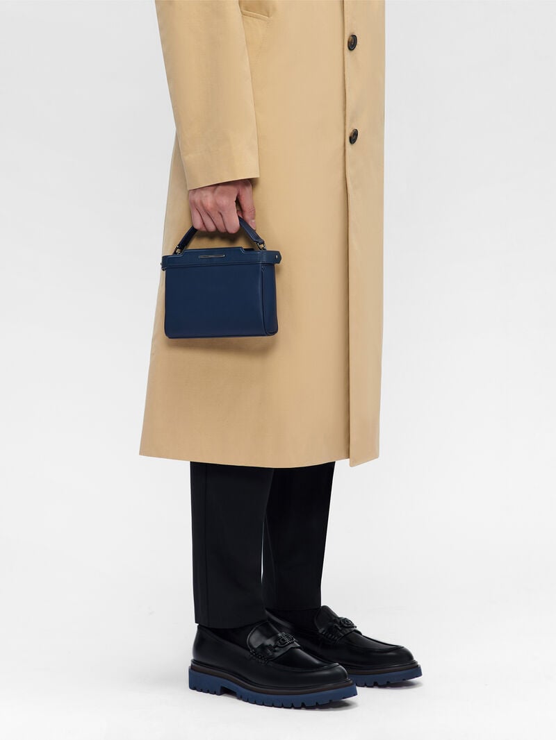 Pedro Leather Structured Bags Men Sling Bags Navy | Q9Q-1198