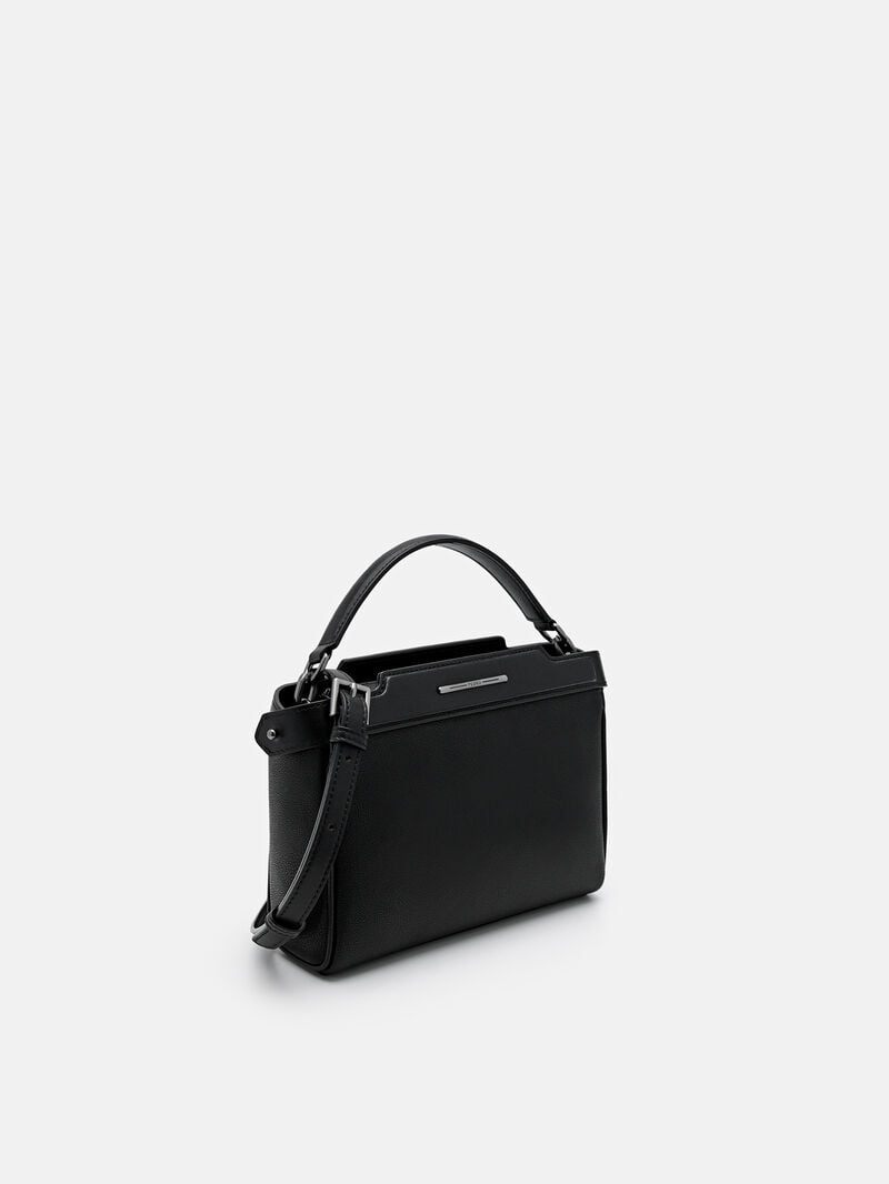 Pedro Leather Structured Bags Men Sling Bags Black | Q9Q-1197