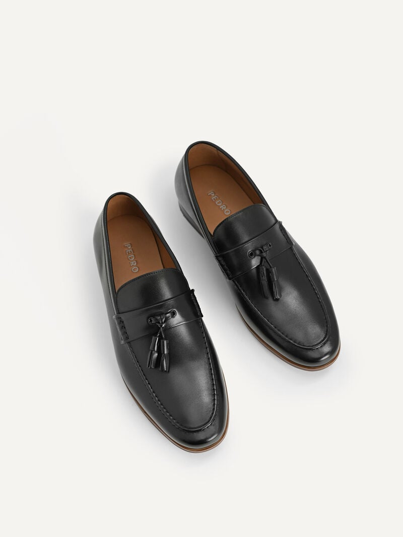 Pedro Leather Tasselled Men Loafers Black | Q9Q-1709
