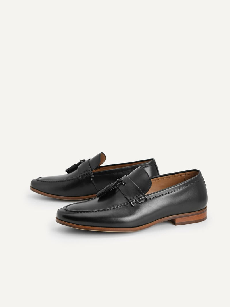 Pedro Leather Tasselled Men Loafers Black | Q9Q-1709