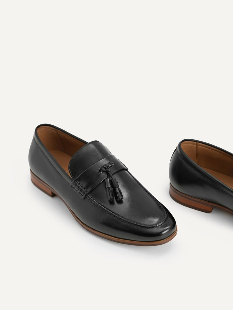 Pedro Leather Tasselled Men Loafers Black | Q9Q-1709