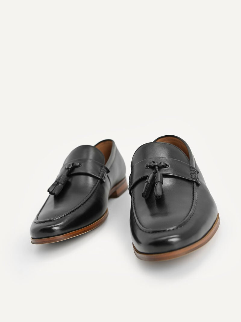 Pedro Leather Tasselled Men Loafers Black | Q9Q-1709