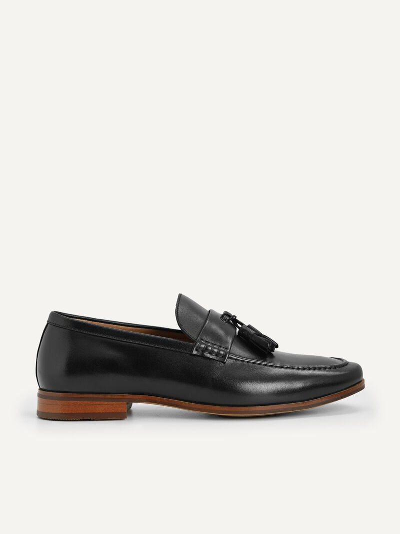 Pedro Leather Tasselled Men Loafers Black | Q9Q-1709