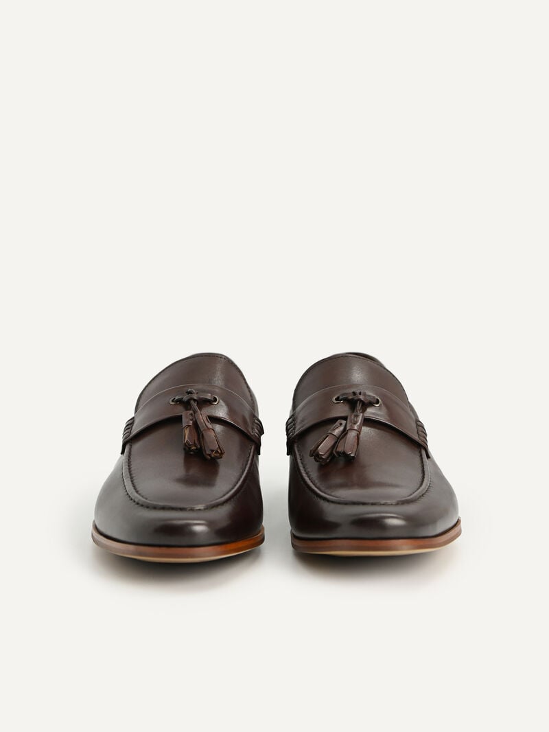 Pedro Leather Tasselled Men Loafers Dark Brown | Q9Q-1710