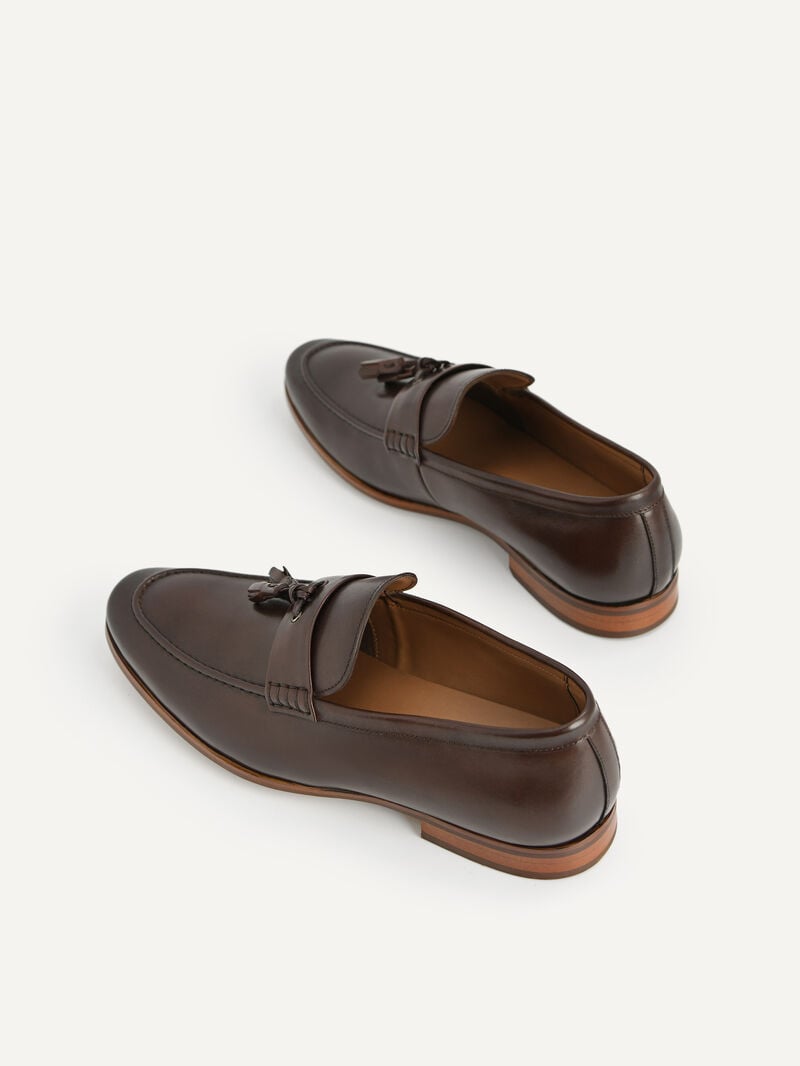 Pedro Leather Tasselled Men Loafers Dark Brown | Q9Q-1710