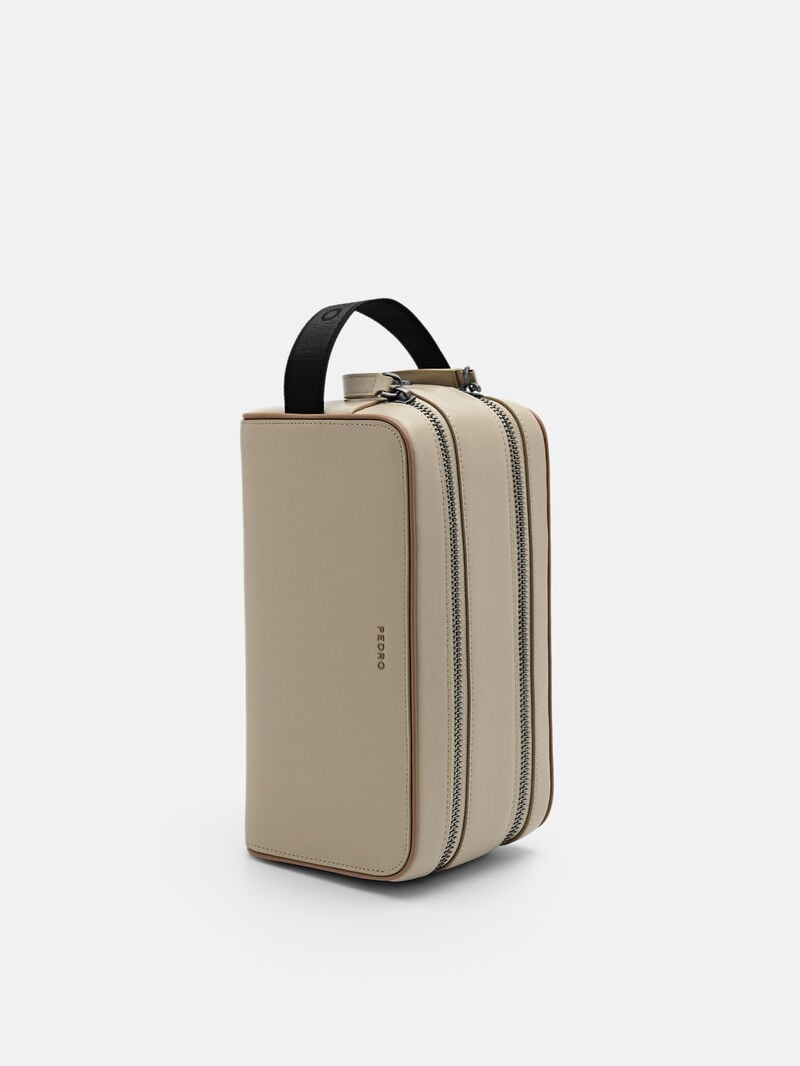 Pedro Leather Toiletries Pouch Men Travel Accessories Taupe | Q9Q-940