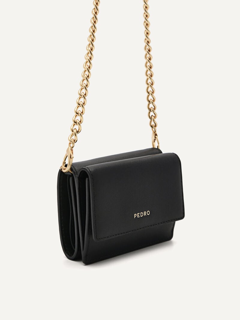Pedro Leather Tri-Fold Women Wallets Black | Q9Q-932
