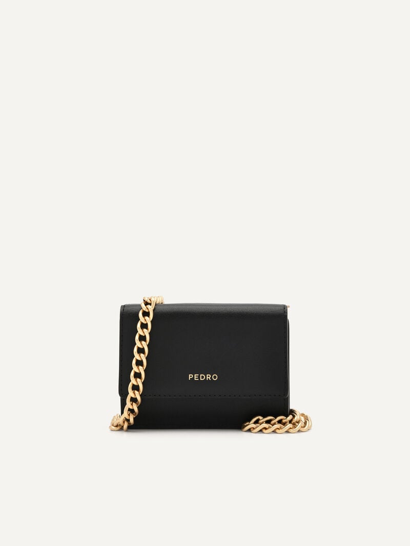 Pedro Leather Tri-Fold Women Wallets Black | Q9Q-932