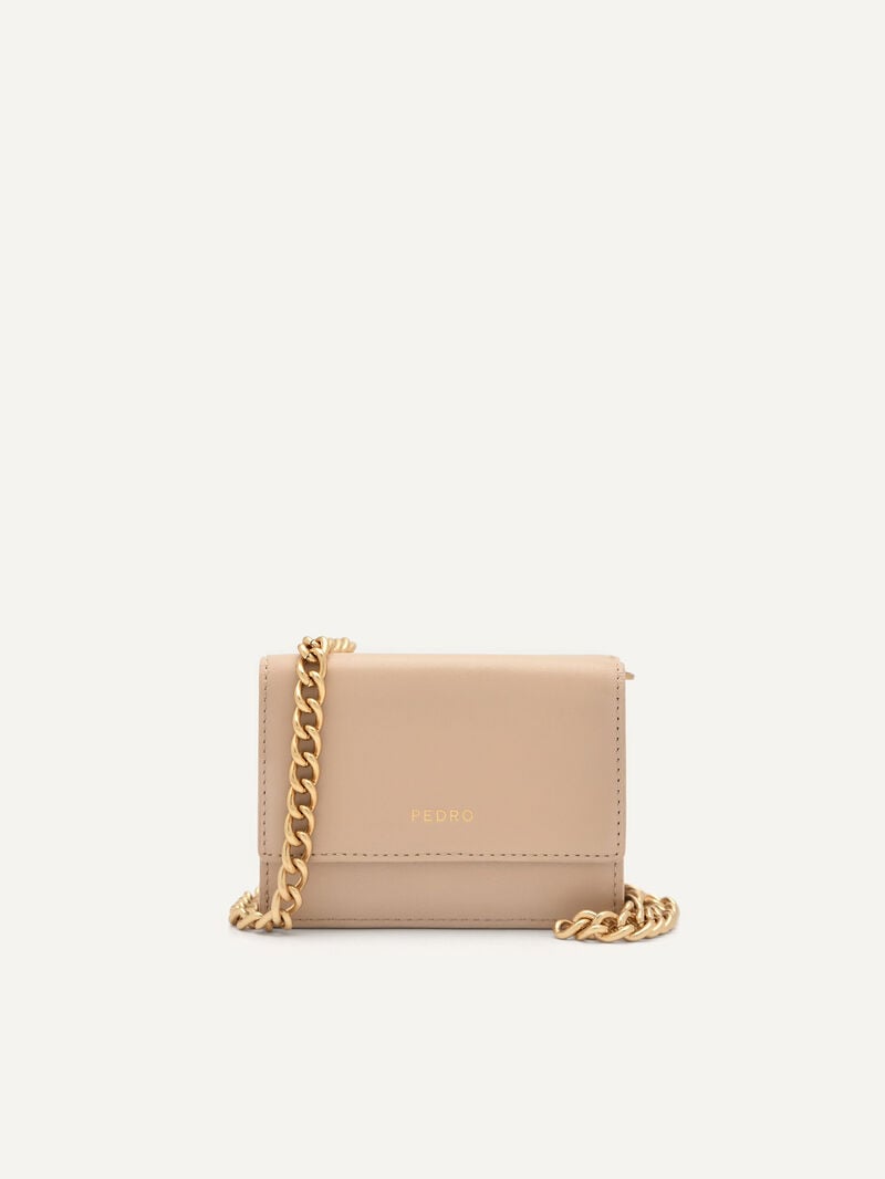Pedro Leather Tri-Fold Women Wallets Nude | Q9Q-931