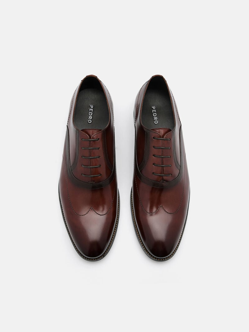 Pedro Leather Wingtip Men Oxford Shoes Brown | Q9Q-1708