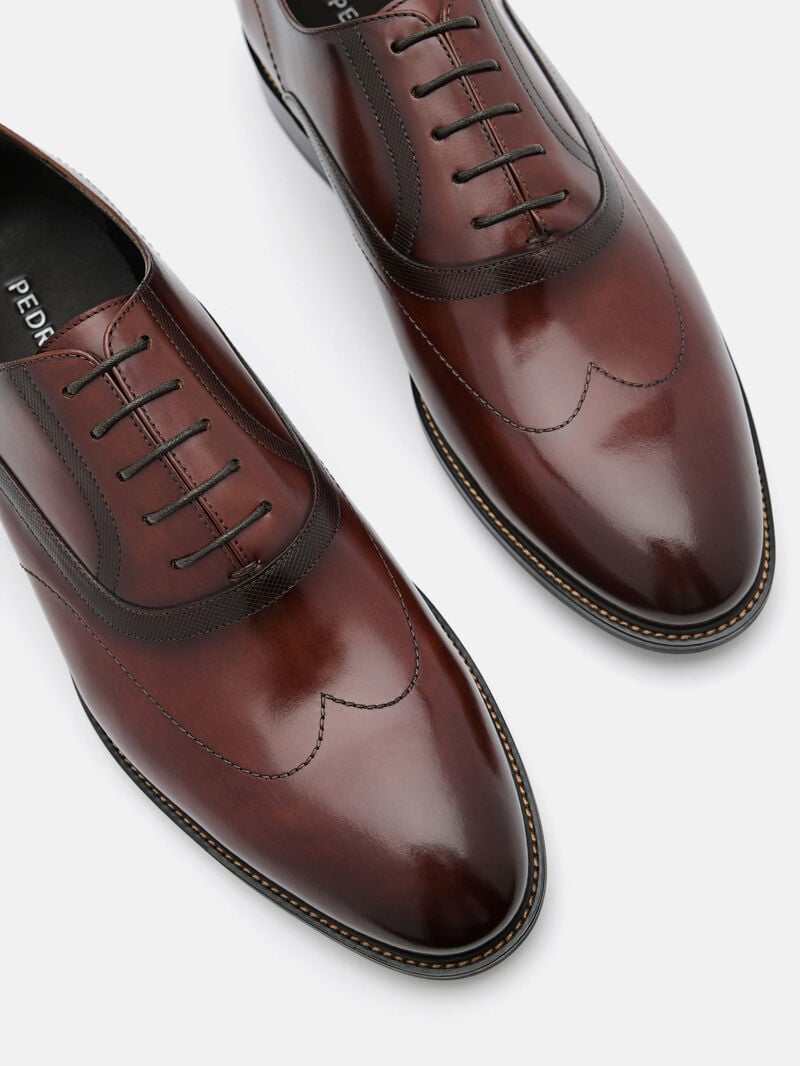 Pedro Leather Wingtip Men Oxford Shoes Brown | Q9Q-1708