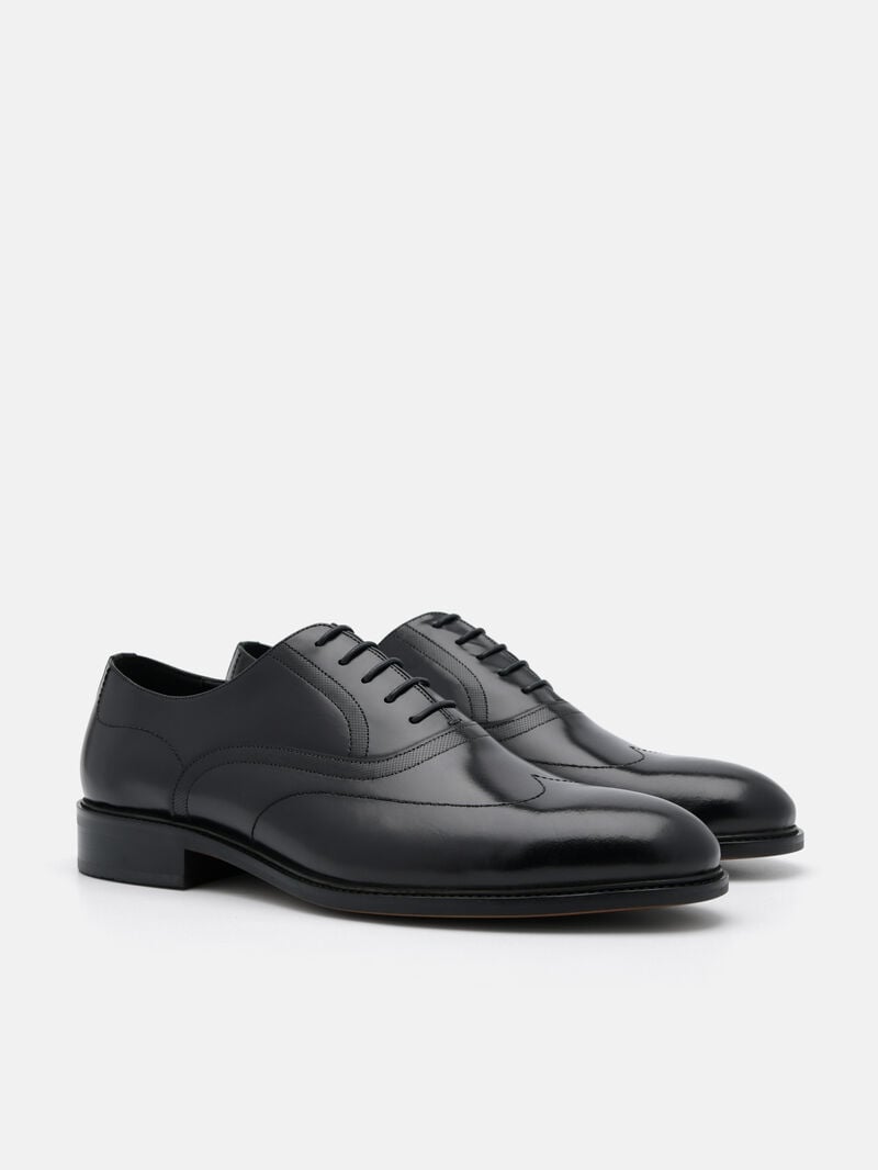 Pedro Leather Wingtip Men Oxford Shoes Black | Q9Q-1707