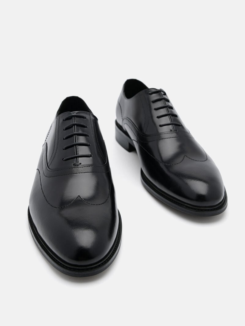 Pedro Leather Wingtip Men Oxford Shoes Black | Q9Q-1707