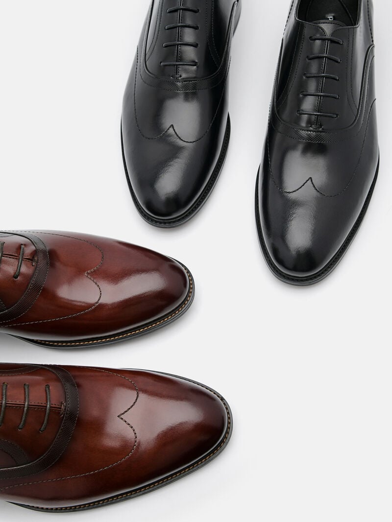 Pedro Leather Wingtip Men Oxford Shoes Black | Q9Q-1707