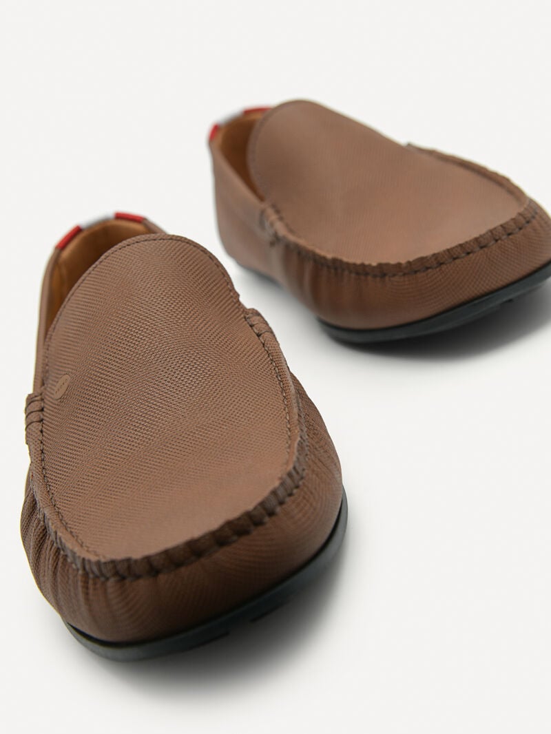 Pedro Leather & Fabric Slip-On Men Moccasins Brown | Q9Q-1766