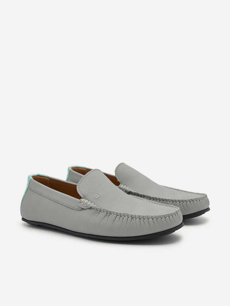 Pedro Leather & Fabric Slip-On Men Moccasins Grey | Q9Q-1765