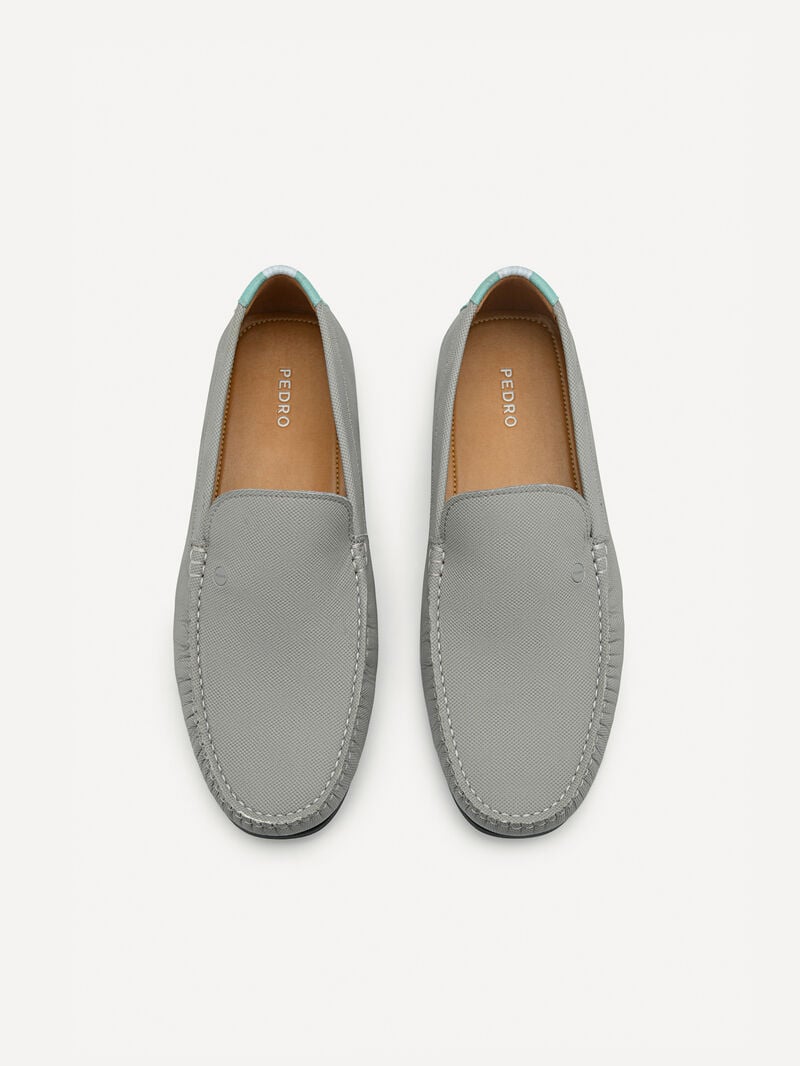 Pedro Leather & Fabric Slip-On Men Moccasins Grey | Q9Q-1765