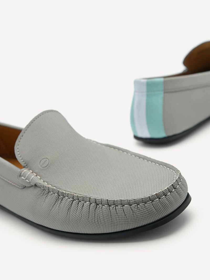 Pedro Leather & Fabric Slip-On Men Moccasins Grey | Q9Q-1765