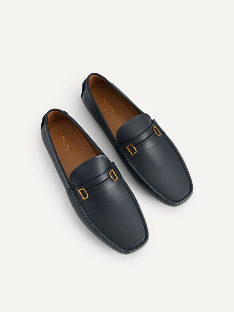 Pedro Leather with Metal Bit Men Moccasins Navy | Q9Q-1706