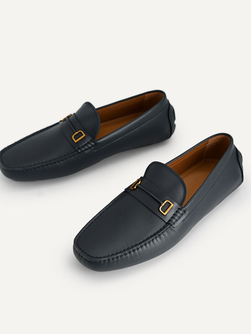 Pedro Leather with Metal Bit Men Moccasins Navy | Q9Q-1706