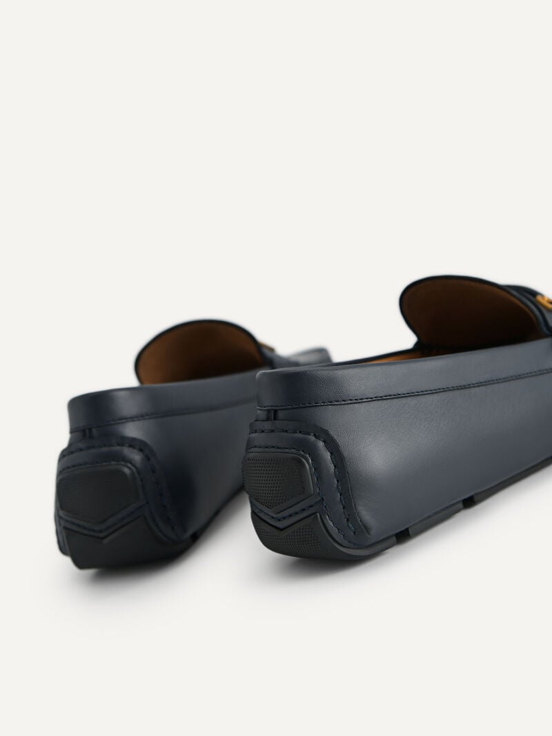 Pedro Leather with Metal Bit Men Moccasins Navy | Q9Q-1706