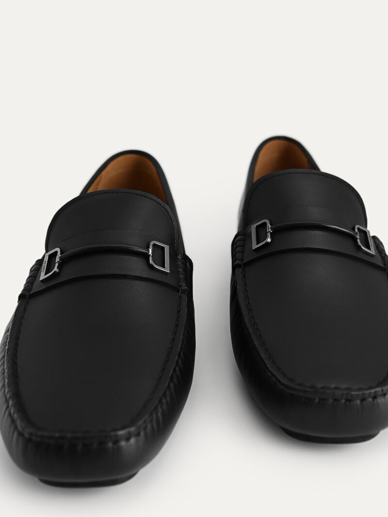 Pedro Leather with Metal Bit Men Moccasins Black | Q9Q-1704