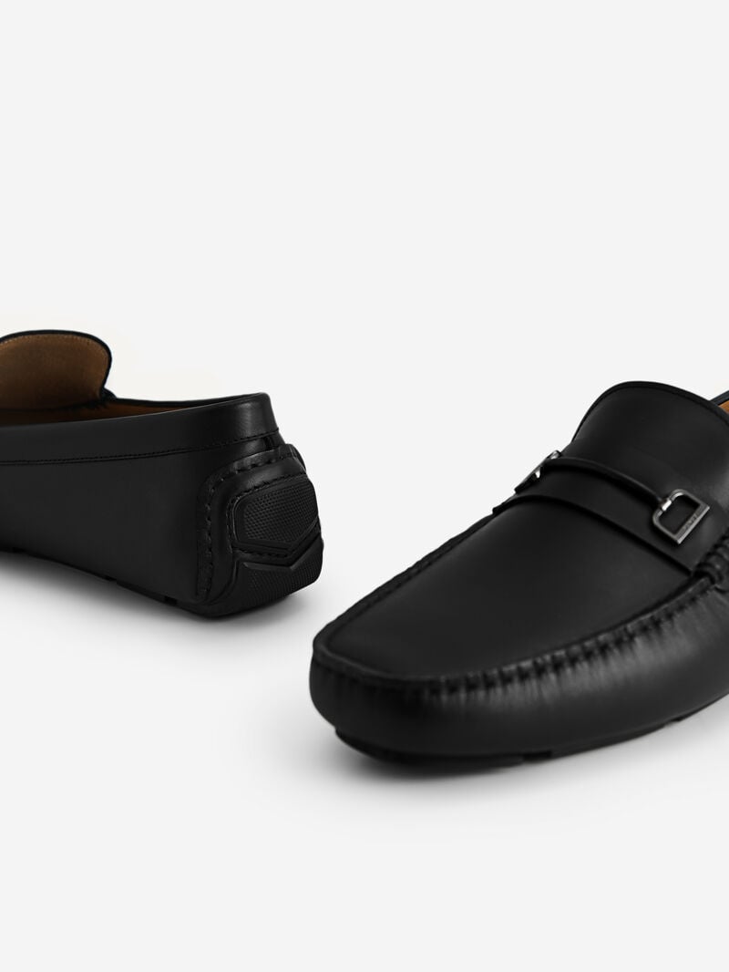 Pedro Leather with Metal Bit Men Moccasins Black | Q9Q-1704