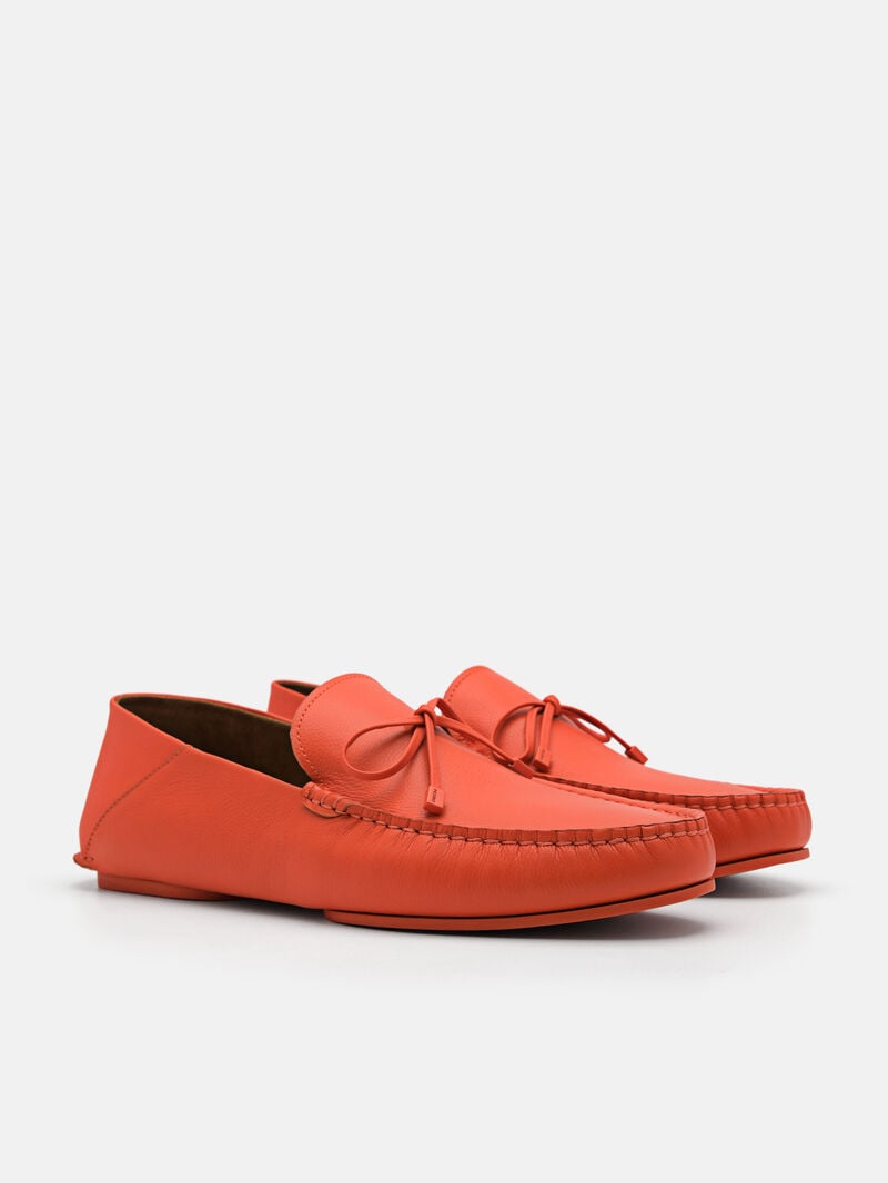 Pedro Leto Leather Moccasins Men Loafers Orange | Q9Q-1703
