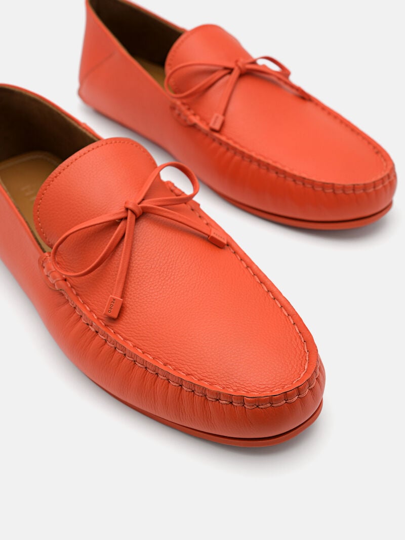 Pedro Leto Leather Moccasins Men Loafers Orange | Q9Q-1703