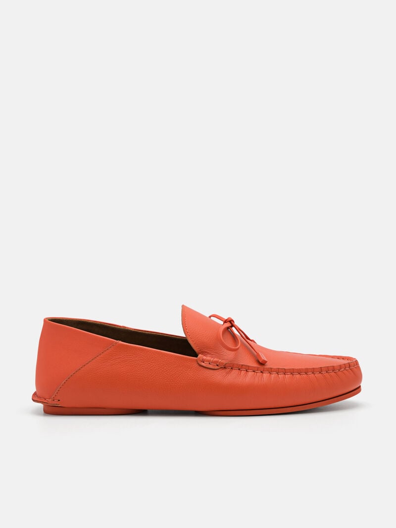 Pedro Leto Leather Moccasins Men Loafers Orange | Q9Q-1703