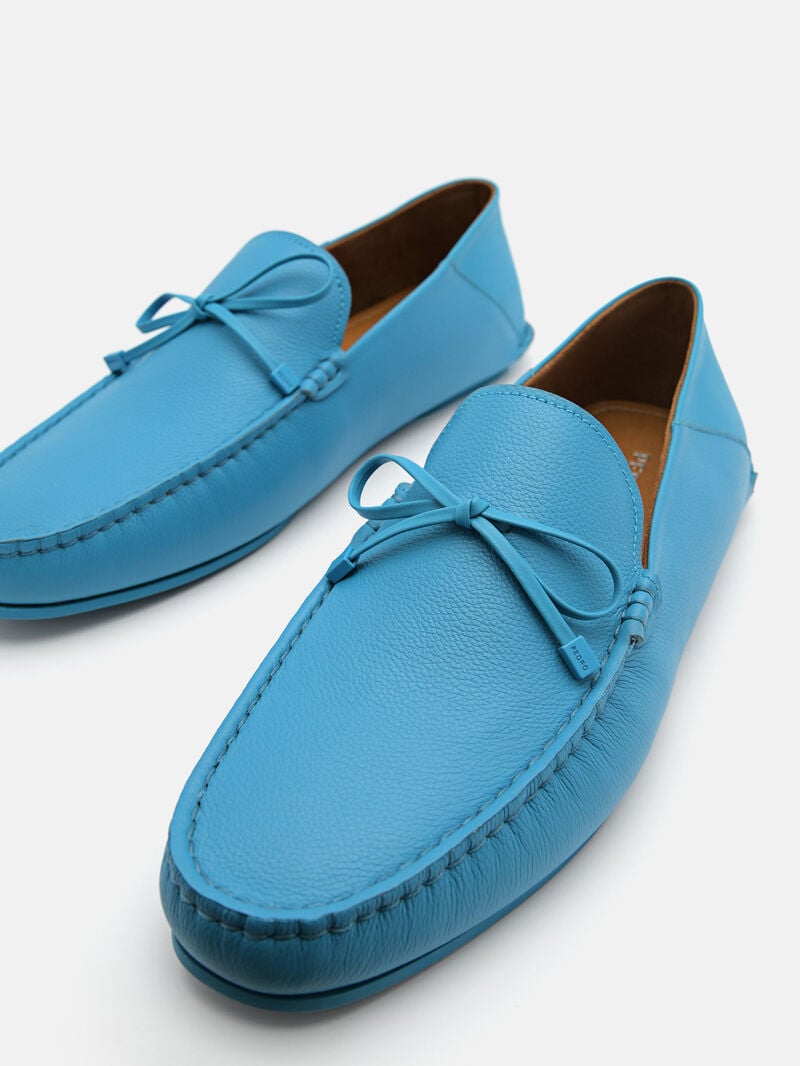 Pedro Leto Leather Moccasins Men Loafers Cyan | Q9Q-1702
